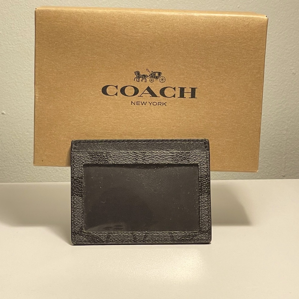 Coach Refined Card Case In Signature Canvas Jacquard